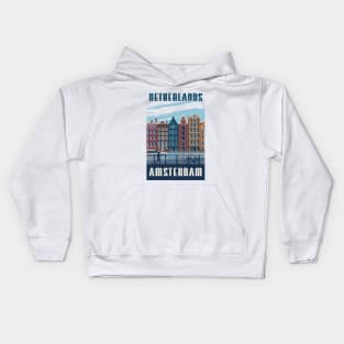 Amsterdam Holand Vintage Travel Poster Apparel Kids Hoodie